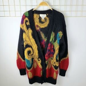 Michelle Stuart Collections Hand Knit Mohair Shaggy Fuzzy Cardigan Sweater